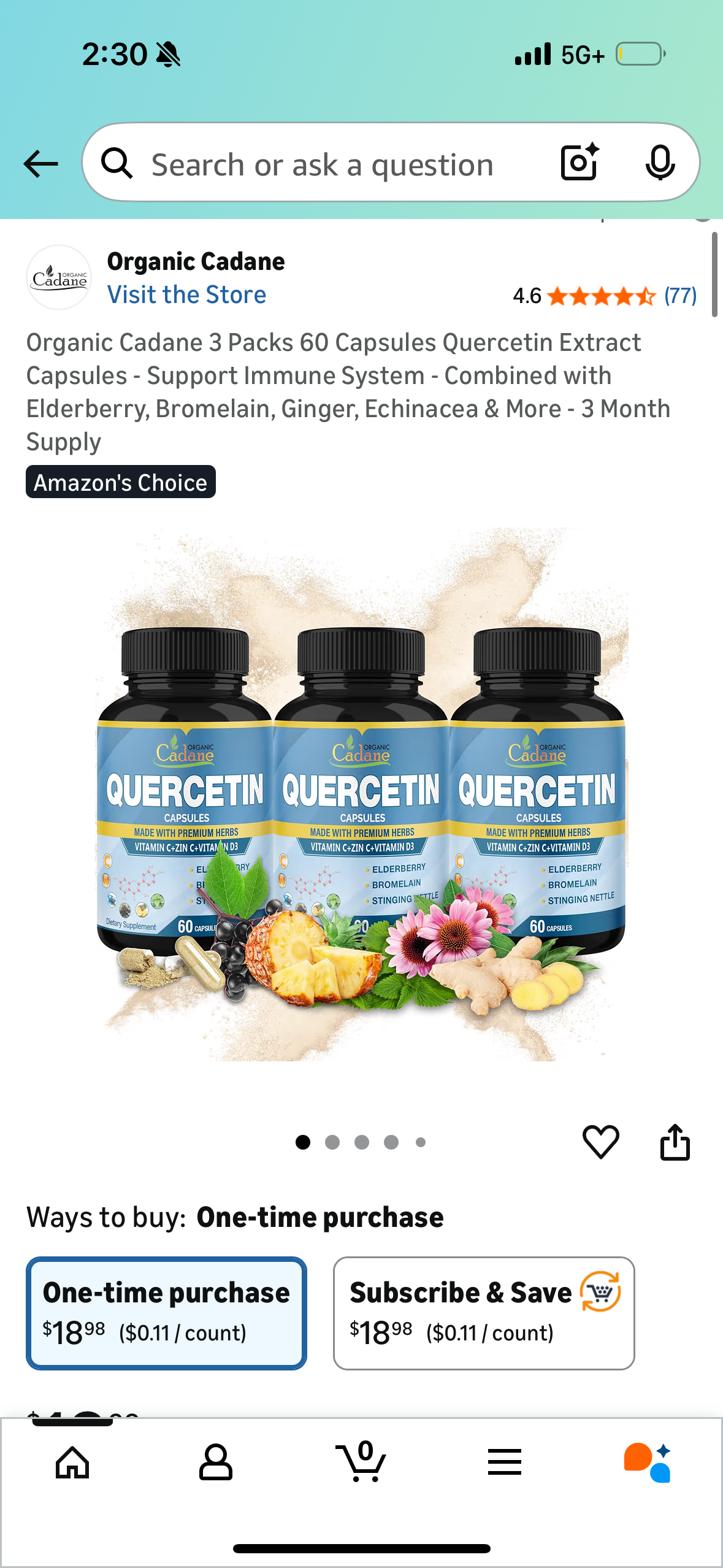 Organic Cadane 3 Packs 60 Capsules Quercetin Extract Capsules - Support Immune System - Combined with Elderberry, Bromelain, Ginger, Echinacea & More - 3 Month Supply