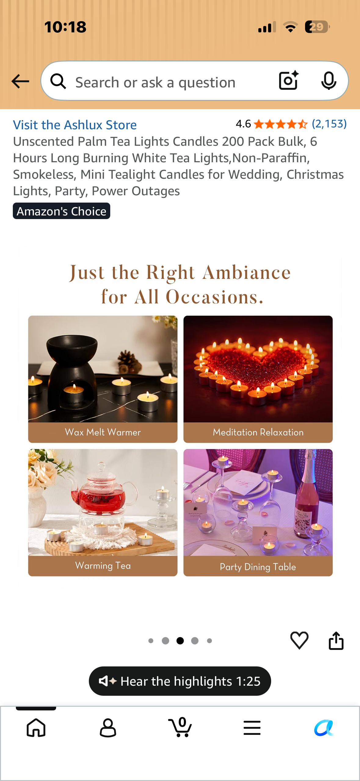 Unscented Palm Tea Light Candles, 200 Pack Bulk, 6 Hours Burning Time, White Tea Lights, Non-Paraffin, Smokeless, Mini Tealight Candles for Wedding, Christmas Lights, Party, Power Outages