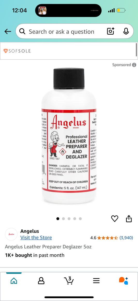 Angelus Leather Preparer Deglazer 5oz