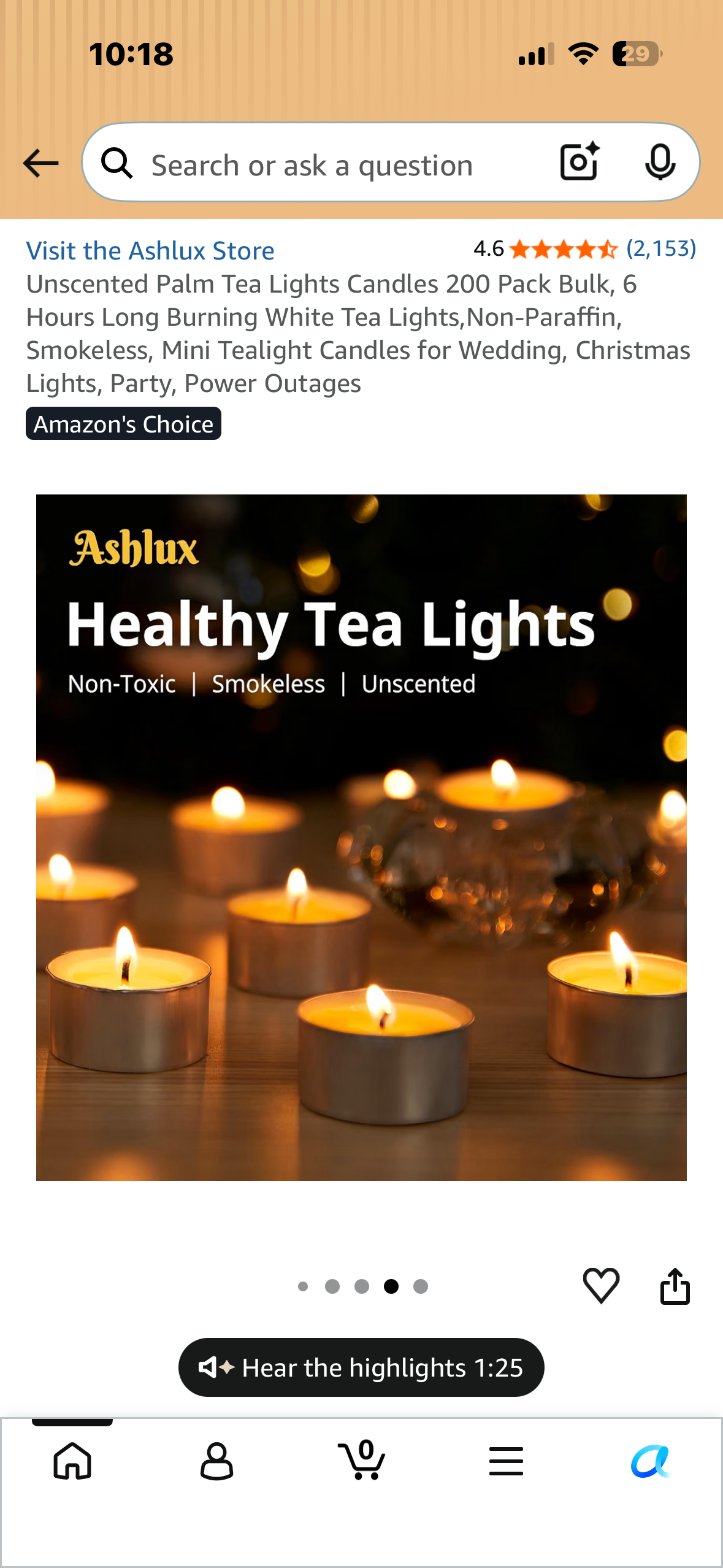 Unscented Palm Tea Light Candles, 200 Pack Bulk, 6 Hours Burning Time, White Tea Lights, Non-Paraffin, Smokeless, Mini Tealight Candles for Wedding, Christmas Lights, Party, Power Outages