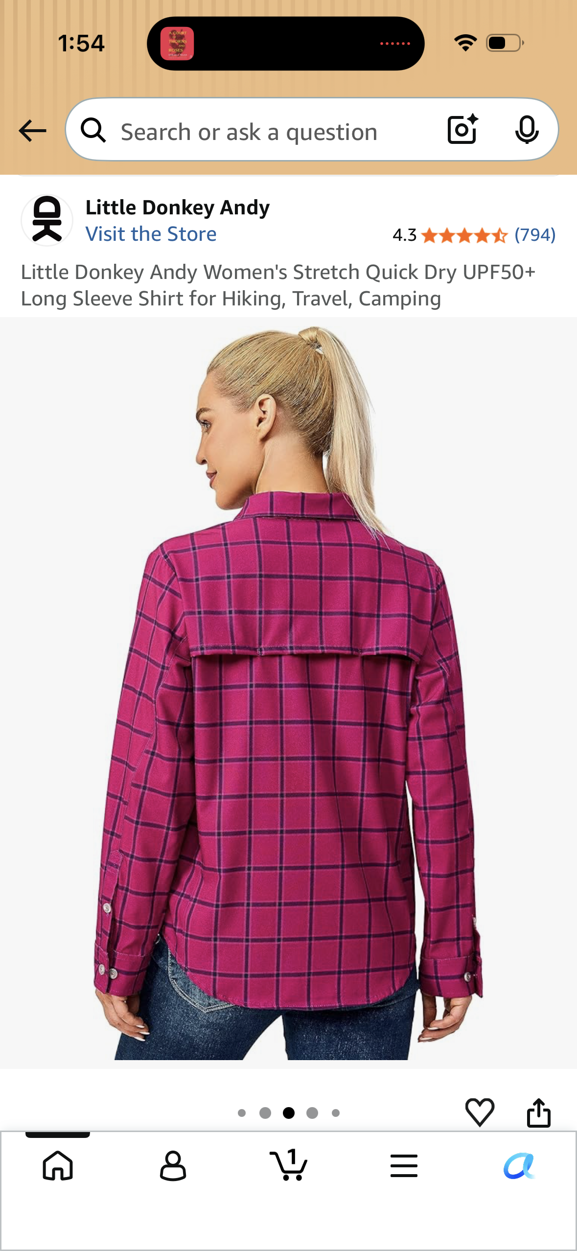 Little Donkey Andy Women's Stretch Quick Dry UPF50+ Long Sleeve Shirt for Hiking, Travel, Camping