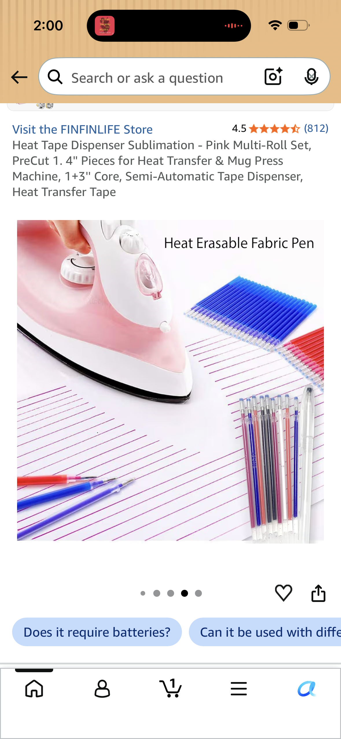 Heat Tape Dispenser Sublimation - Pink Multi-Roll Set, PreCut 1. 4'' Pieces for Heat Transfer & Mug Press Machine, 1+3'' Core, Semi-Automatic Tape Dispenser, Heat Transfer Tape