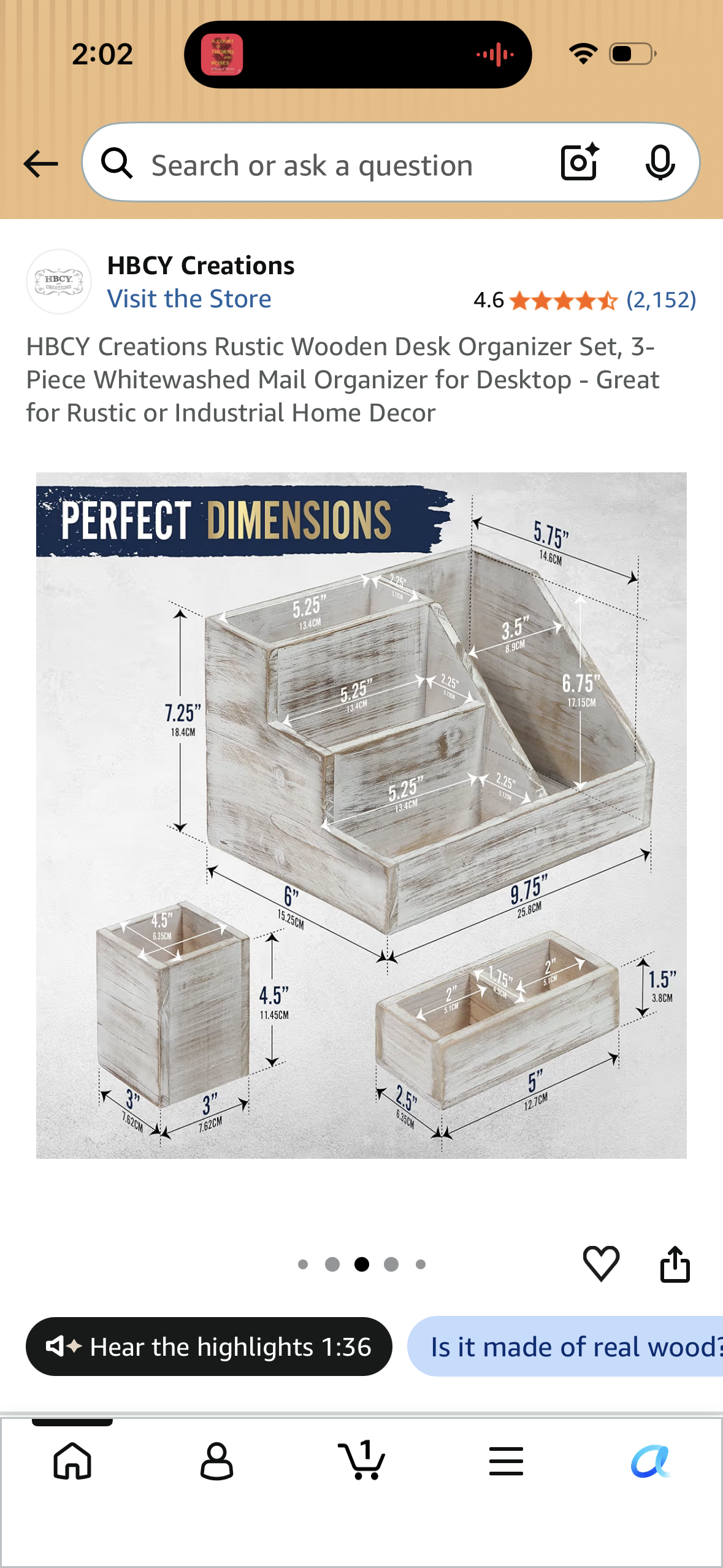 HBCY Creations Rustic Wooden Desk Organizer Set, 3-Piece Whitewashed Mail Organizer for Desktop - Great for Rustic or Industrial Home Decor