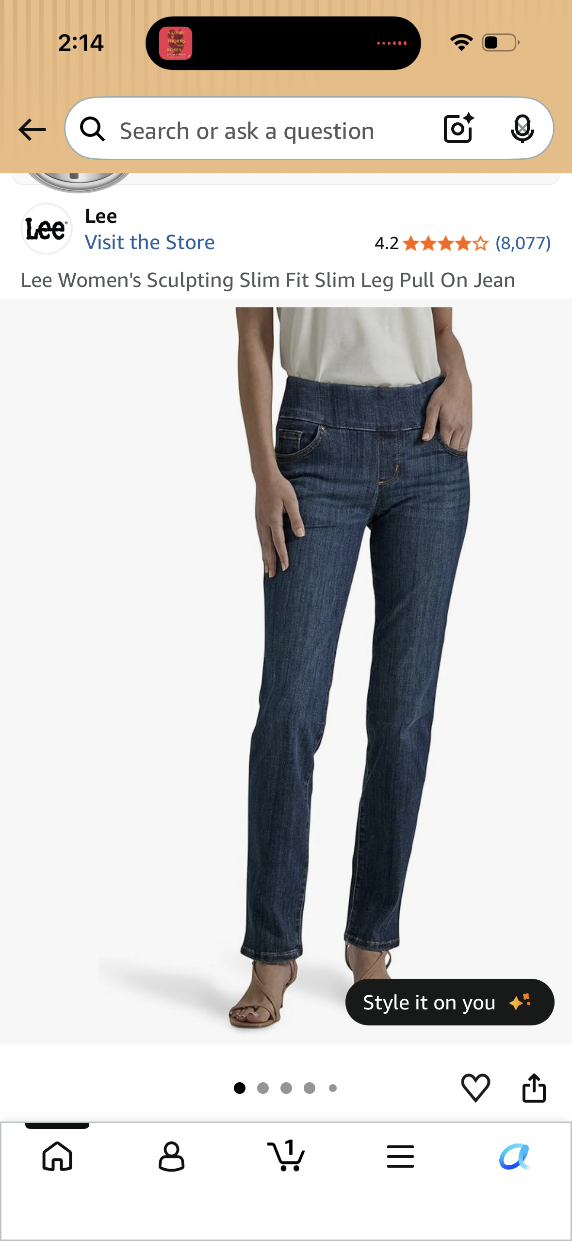 Lee Women's Sculpting Slim Fit Slim Leg Pull On Jean (Size 8 Medium)