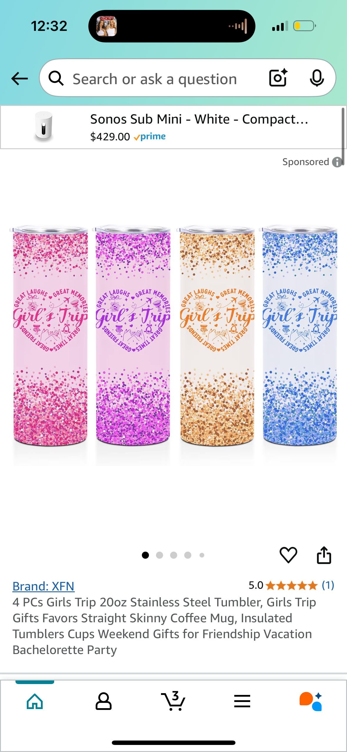 4 PCs Girls Trip 20oz Stainless Steel Tumbler, Girls Trip Gifts Favors Straight Skinny Coffee Mug, Insulated Tumblers Cups Weekend Gifts for Friendship Vacation Bachelorette Party