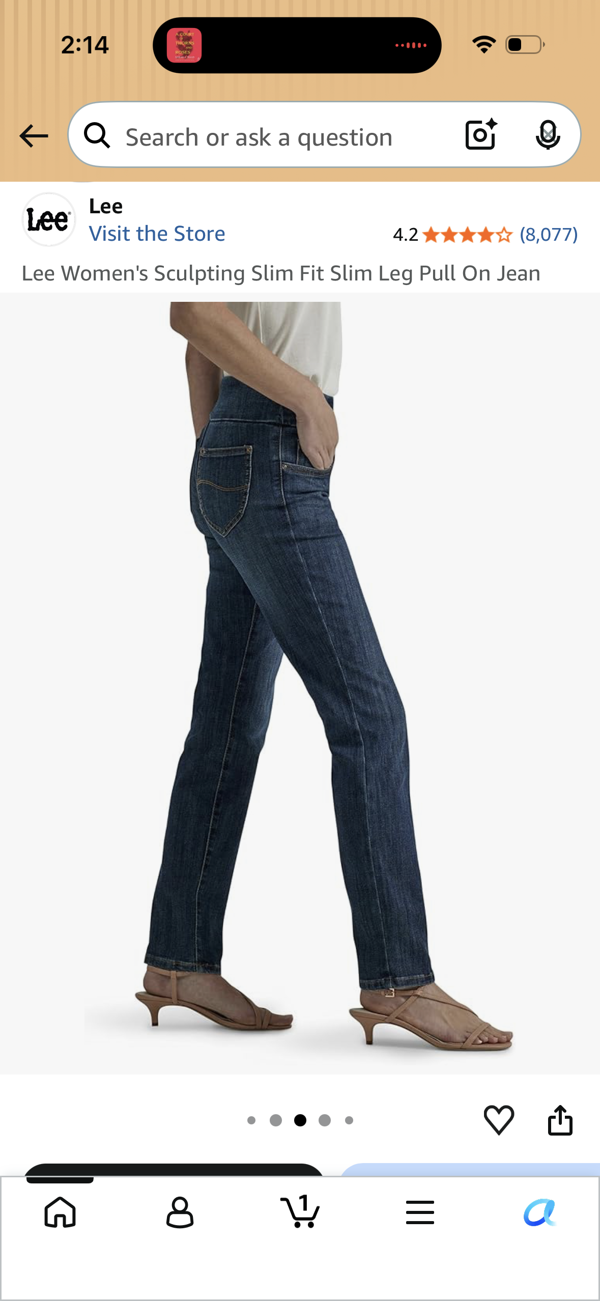 Lee Women's Sculpting Slim Fit Slim Leg Pull On Jean (Size 8 Medium)