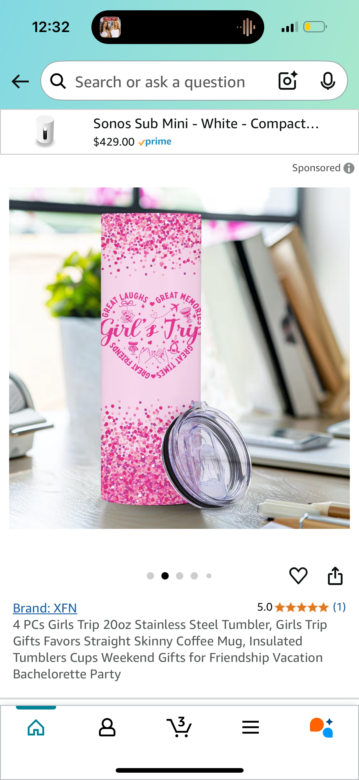 4 PCs Girls Trip 20oz Stainless Steel Tumbler, Girls Trip Gifts Favors Straight Skinny Coffee Mug, Insulated Tumblers Cups Weekend Gifts for Friendship Vacation Bachelorette Party