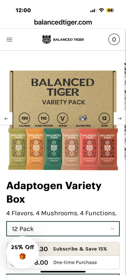Organic Functional Mushroom Adaptogen Variety 12 Bars