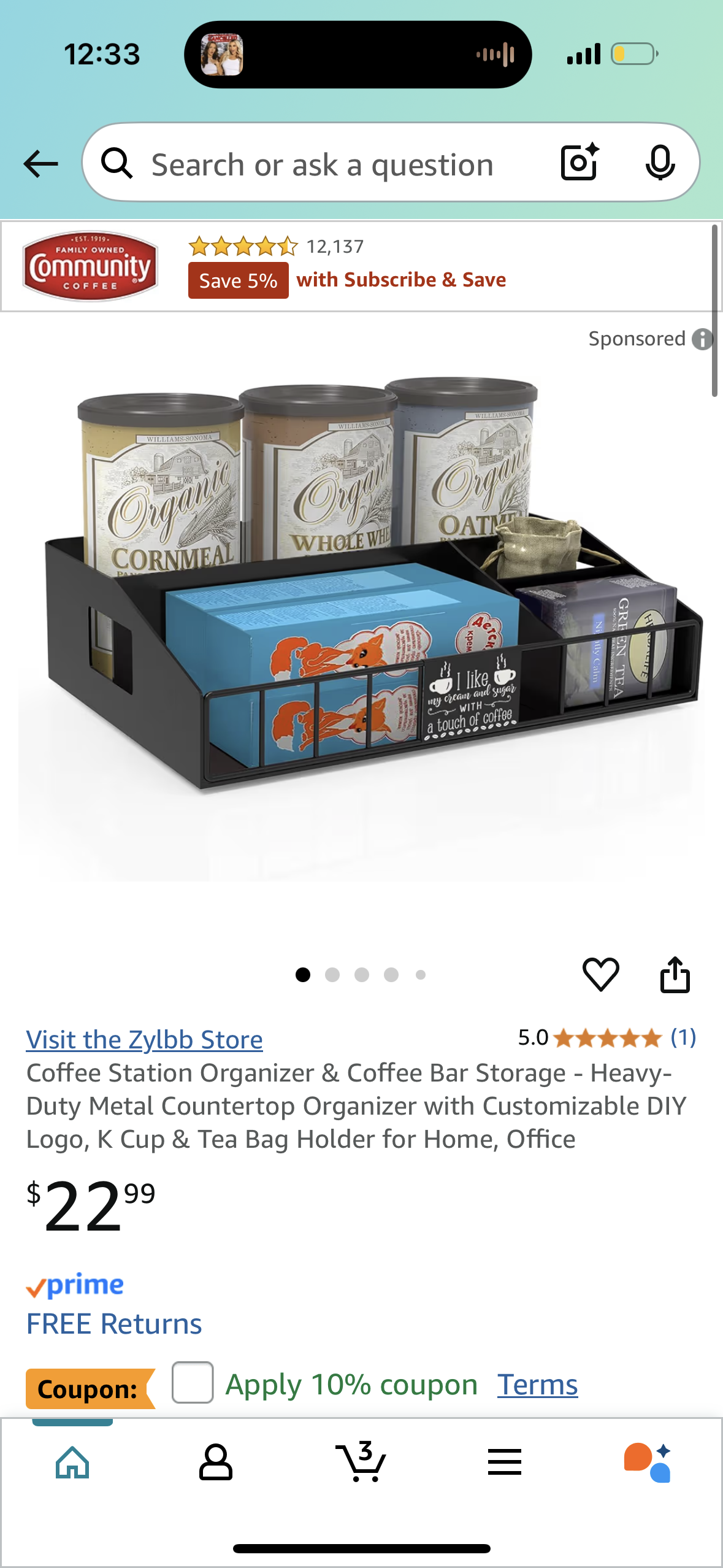 Coffee Station Organizer & Coffee Bar Storage - Heavy-Duty Metal Countertop Organizer with Customizable DIY Logo, K Cup & Tea Bag Holder for Home, Office I