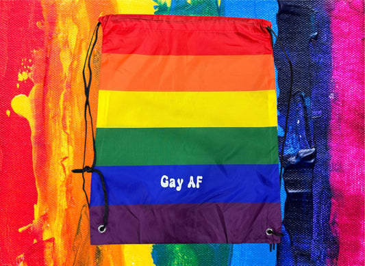 Gay AF Drawstring Backpack 16x13
