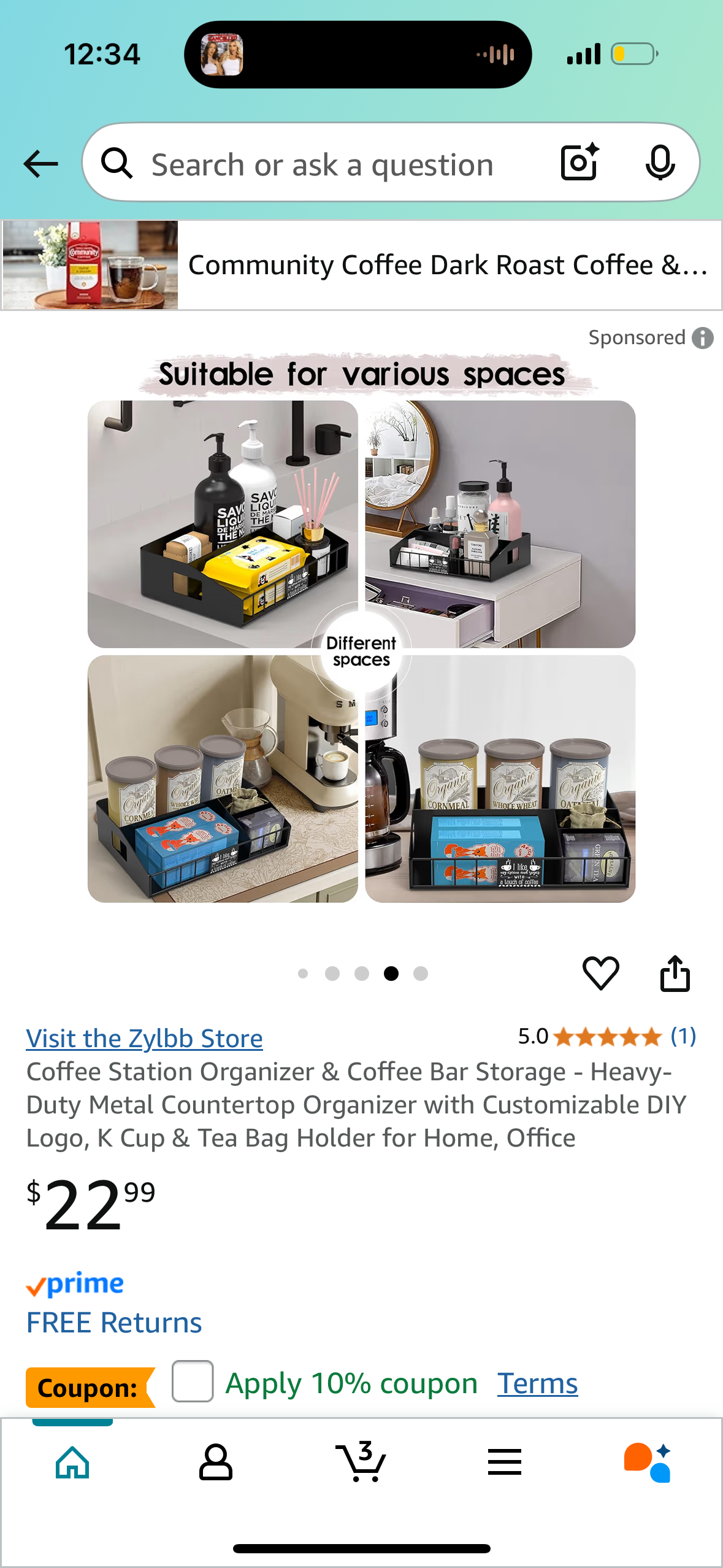 Coffee Station Organizer & Coffee Bar Storage - Heavy-Duty Metal Countertop Organizer with Customizable DIY Logo, K Cup & Tea Bag Holder for Home, Office I
