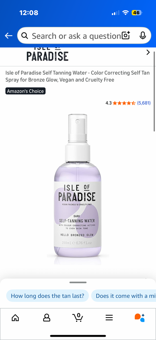 Isle of Paradise Self Tanning Water - Color Correcting Self Tan Spray for Bronze Glow, Vegan and Cruelty Free