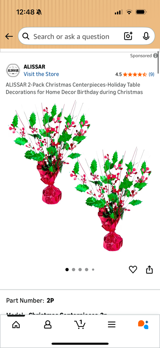 ALISSAR 2-Pack Christmas Centerpieces-Holiday Table Decorations for Home Decor Birthday during Christmas