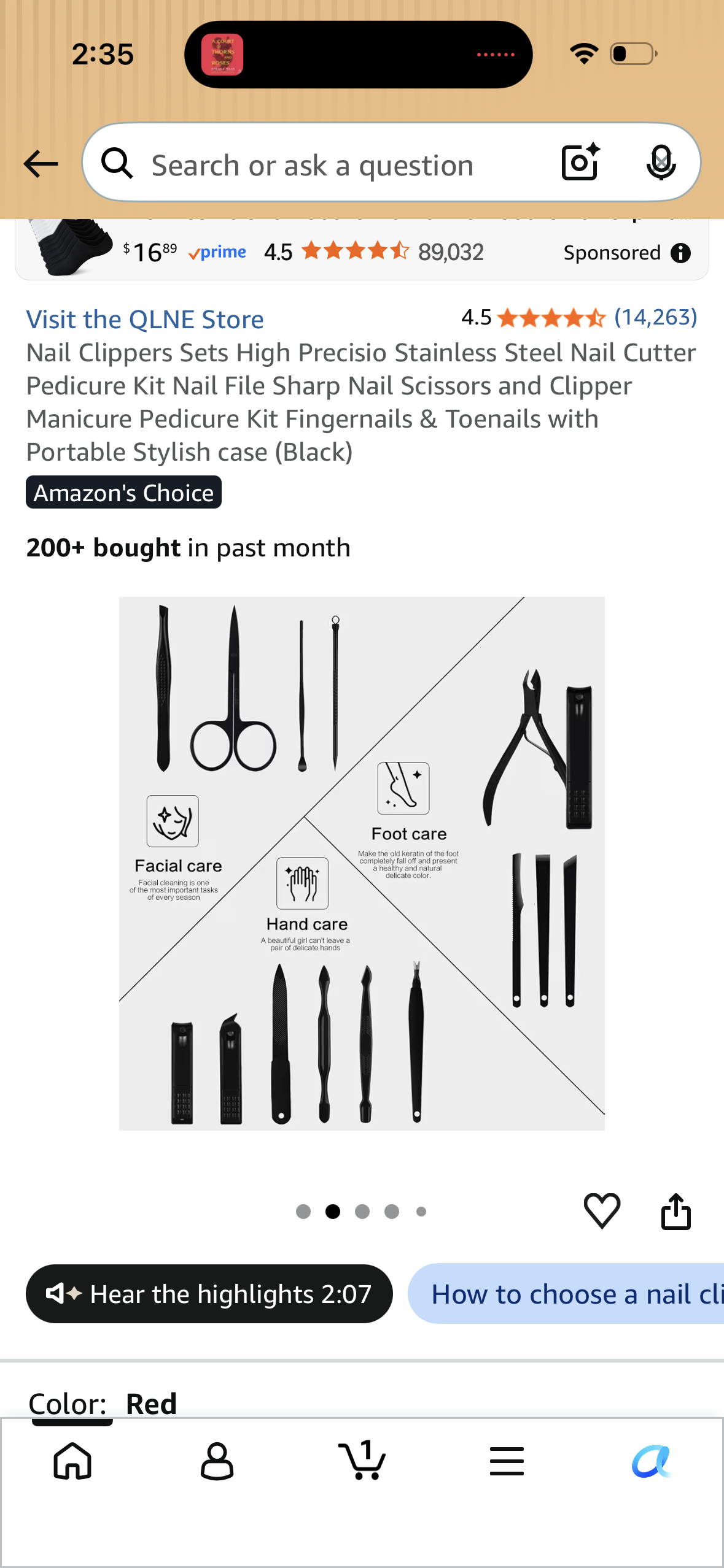 Nail Clippers Sets High Precisio Stainless Steel Nail Cutter Pedicure Kit Nail File Sharp Nail Scissors and Clipper Manicure Pedicure Kit Fingernails & Toenails with Portable Stylish case (Black)