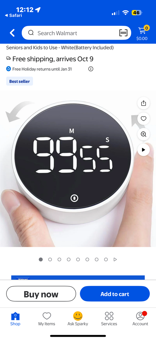 Magnetic Countdown Timer For Digital Kitchen Timer Countup Timer with Large LED Display, Easy for Cooking and for Seniors and Kids to Use - White(Battery Included)