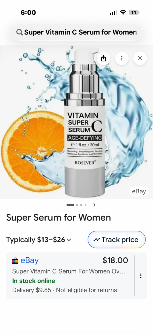 Super Vitamin C Serum for Women Over 70, All-In-One Hydrating Vitamin C Face Serum, Age Defying Smooths Fine Lines, 1 FLOZ,3 Pack