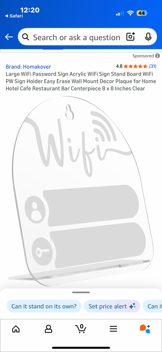 Large WiFi Password Sign Acrylic WiFi Sign Stand Board WiFi PW Sign Holder Easy Erase Wall Mount Decor Plaque for Home Hotel Cafe Restaurant Bar Centerpiece 8 x 8 Inches Clear