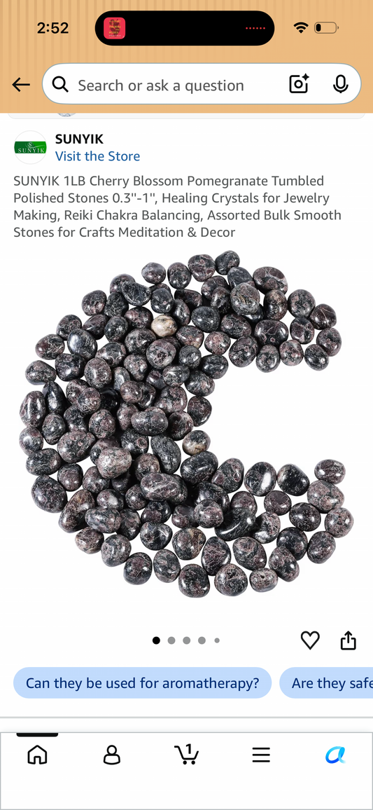 SUNYIK 1LB Cherry Blossom Pomegranate Tumbled Polished Stones 0.3''-1'', Healing Crystals for Jewelry Making, Reiki Chakra Balancing, Assorted Bulk Smooth Stones for Crafts Meditation & Decor