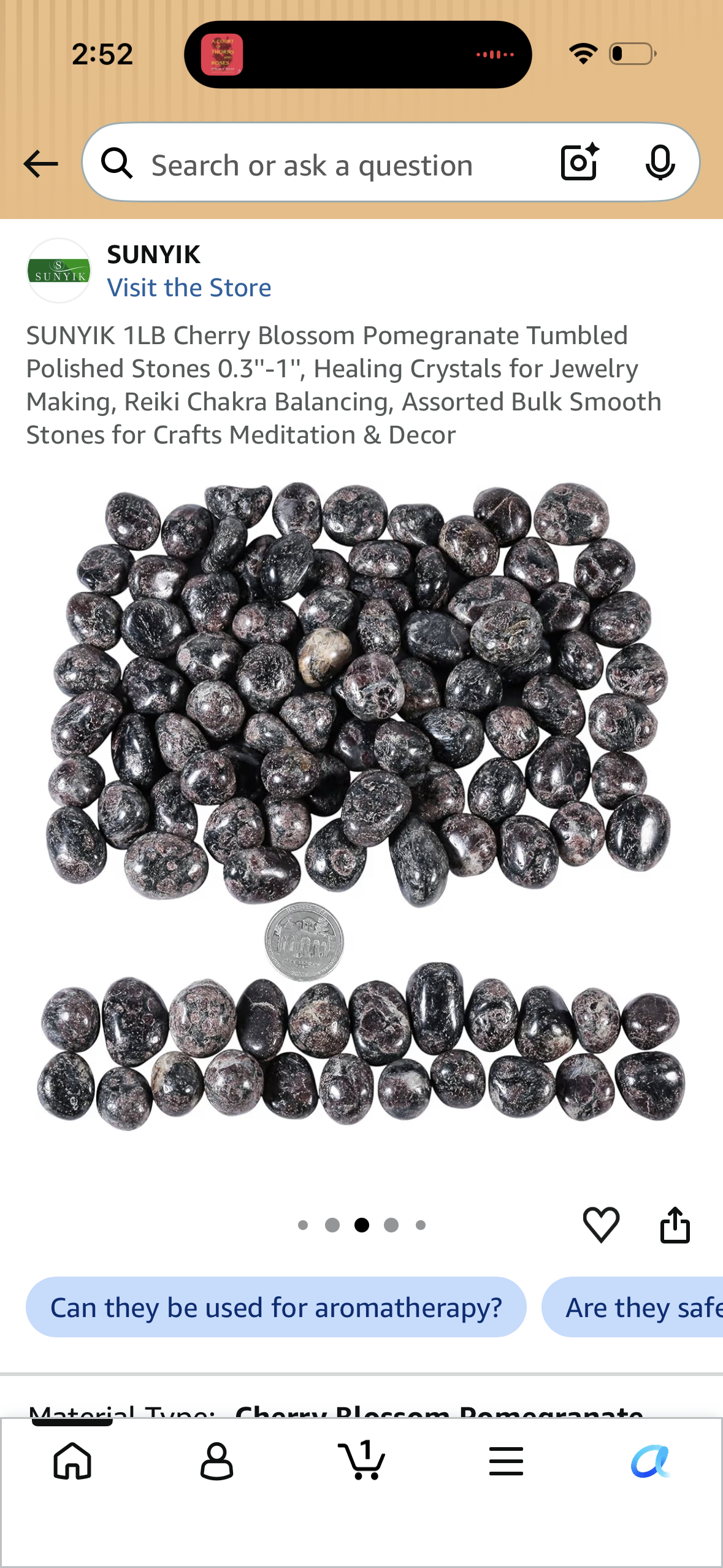 SUNYIK 1LB Cherry Blossom Pomegranate Tumbled Polished Stones 0.3''-1'', Healing Crystals for Jewelry Making, Reiki Chakra Balancing, Assorted Bulk Smooth Stones for Crafts Meditation & Decor
