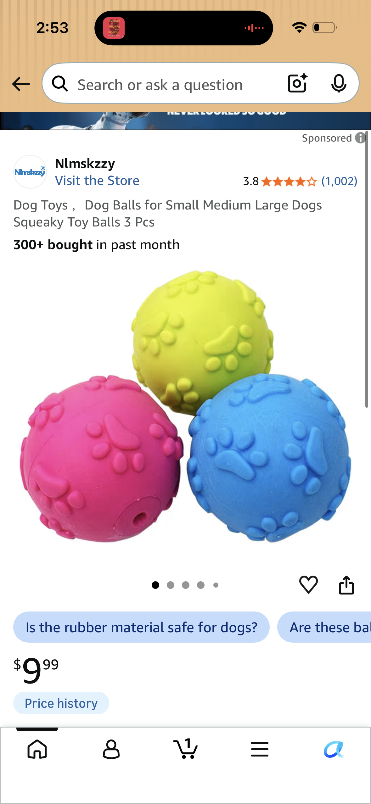 Dog Toys ，Dog Balls for Small Medium Large Dogs Squeaky Toy Balls 3 Pcs