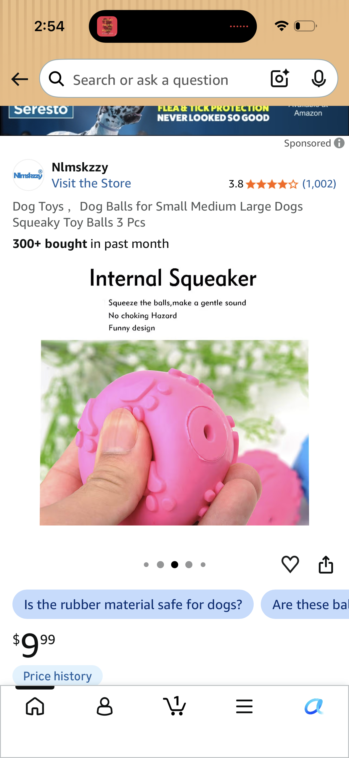 Dog Toys ，Dog Balls for Small Medium Large Dogs Squeaky Toy Balls 3 Pcs