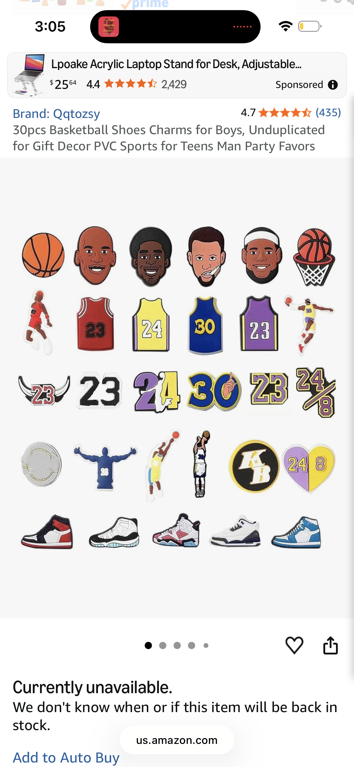 30pcs Basketball Shoes Charms for Boys, Unduplicated for Gift Decor PVC Sports for Teens Man Party Favors