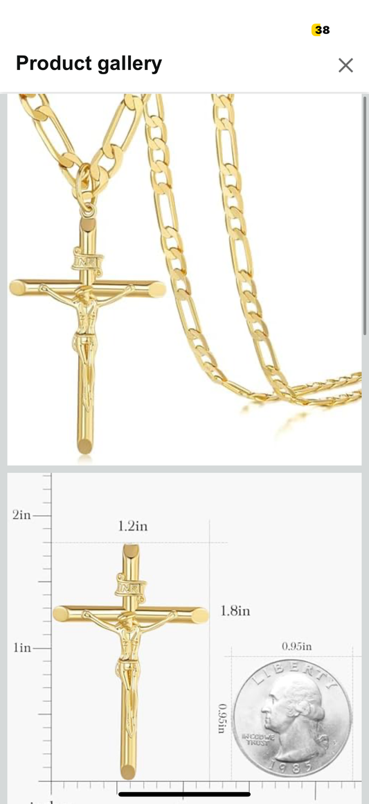 Cross Necklace for Men Crucifix Necklace Men Gold Cross Pendant Symbol of Devotion Pendant for Mens 20/22 / 24 inch (20INCH