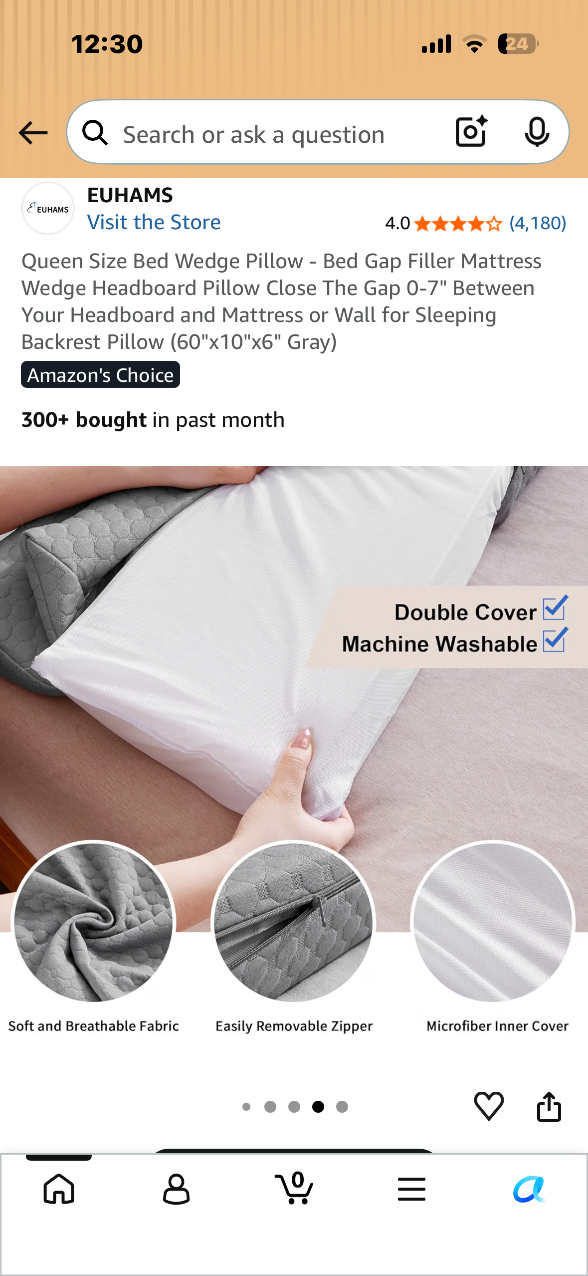 Queen Size Bed Wedge Pillow - Bed Gap Filler Mattress Wedge Headboard Pillow Close The Gap 0-7" Between Your Headboard and Mattress or Wall for Sleeping Backrest Pillow (60"x10"x6" Gray)