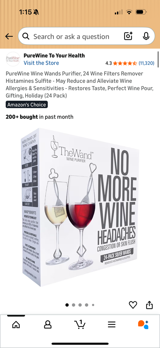 PureWine Wine Wands Purifier, 24 Wine Filters Remover Histamines Sulfite - May Reduce and Alleviate Wine Allergies & Sensitivities - Restores Taste, Perfect Wine Pour, Gifting, Holiday (24 Pack)