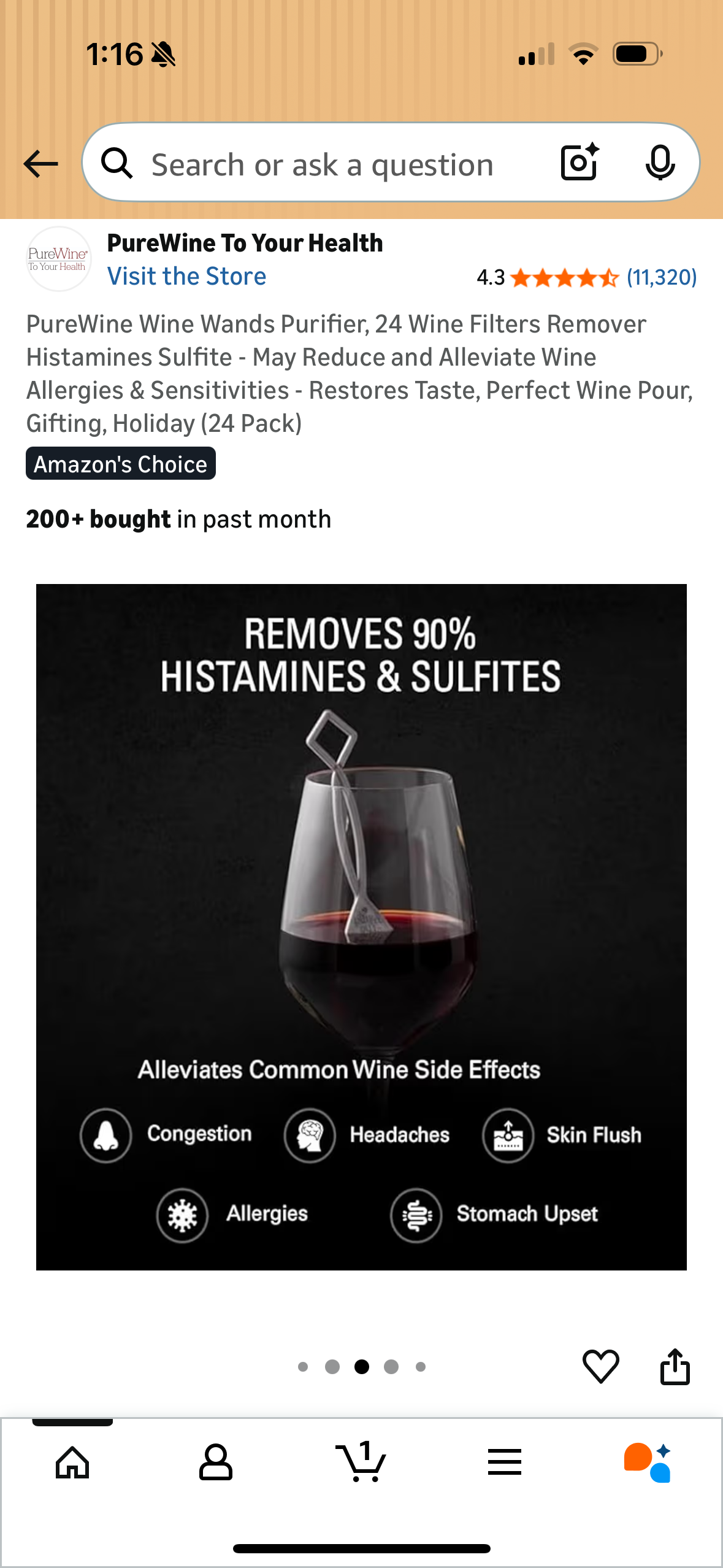 PureWine Wine Wands Purifier, 24 Wine Filters Remover Histamines Sulfite - May Reduce and Alleviate Wine Allergies & Sensitivities - Restores Taste, Perfect Wine Pour, Gifting, Holiday (24 Pack)