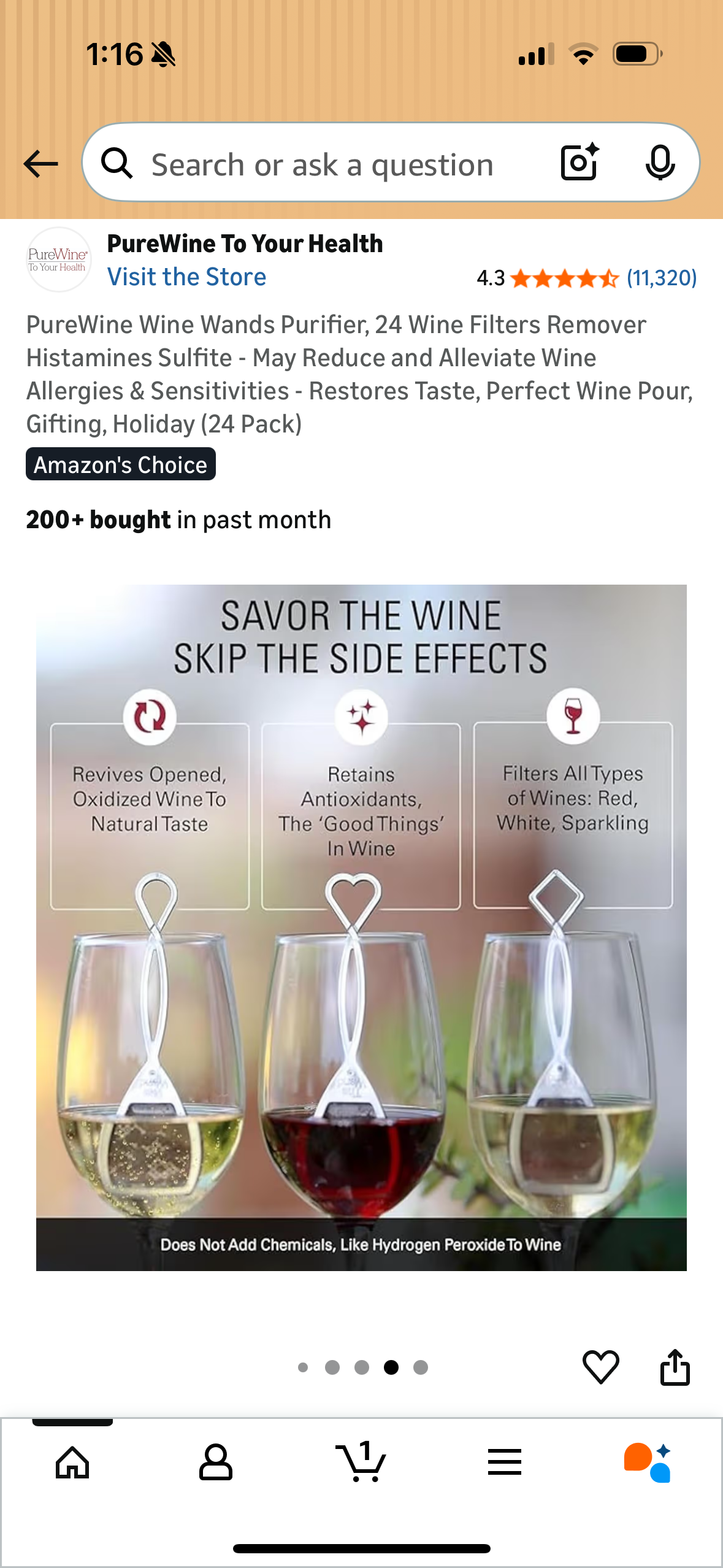 PureWine Wine Wands Purifier, 24 Wine Filters Remover Histamines Sulfite - May Reduce and Alleviate Wine Allergies & Sensitivities - Restores Taste, Perfect Wine Pour, Gifting, Holiday (24 Pack)