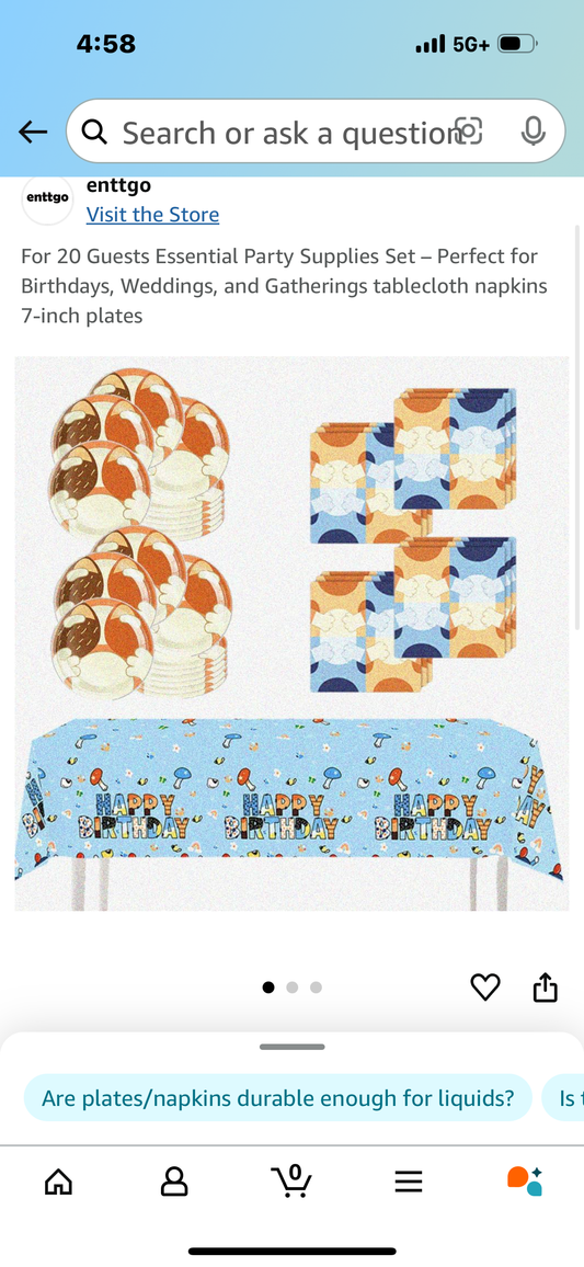 Bluey inspired For 20 Guests Essential Party Supplies Set – Perfect for Birthdays, Weddings, and Gatherings tablecloth napkins 7-inch plates