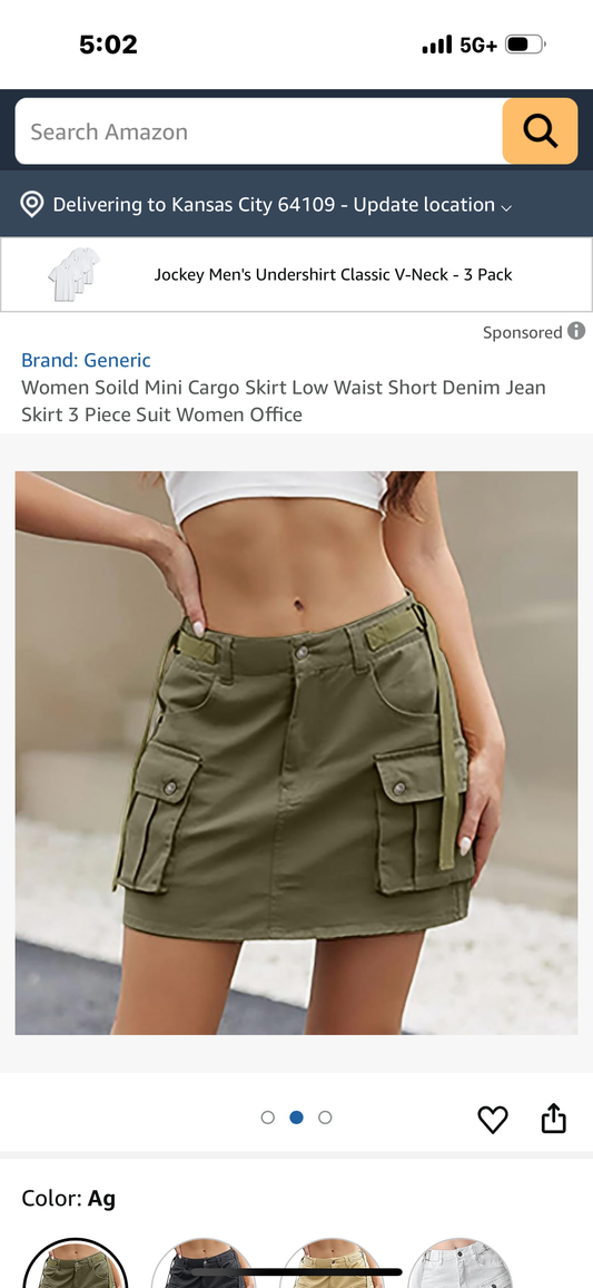 Army Denim Cargo Skirts for Women Jean Mini Skirt (Size Medium)