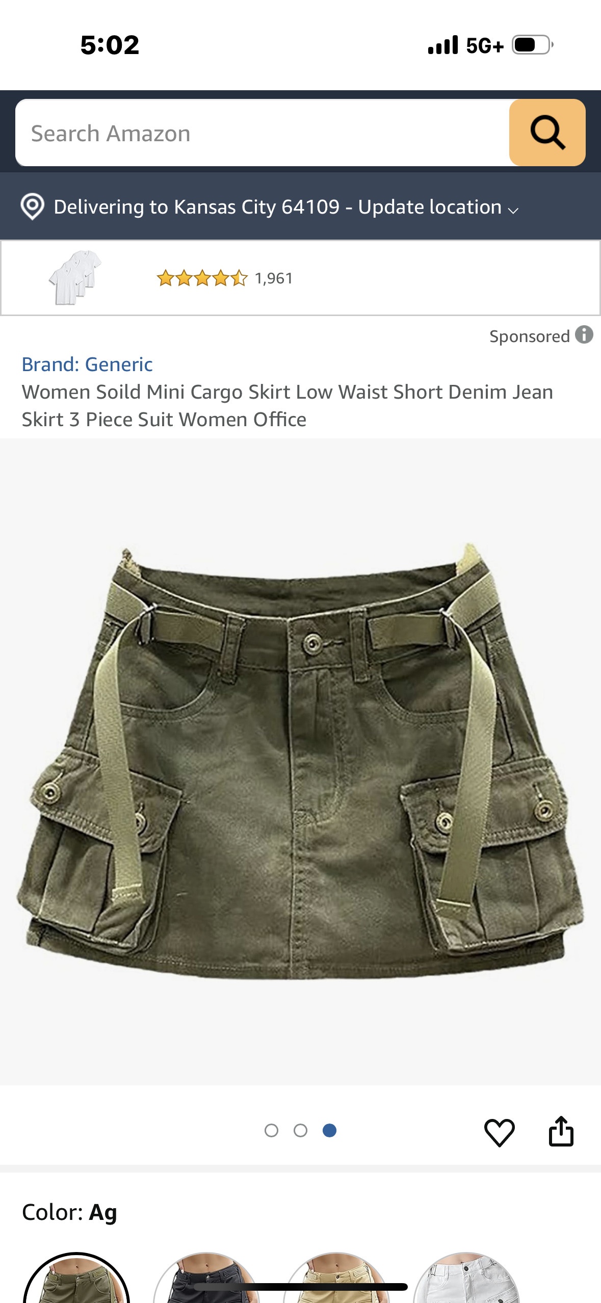 Army Denim Cargo Skirts for Women Jean Mini Skirt (Size Medium)