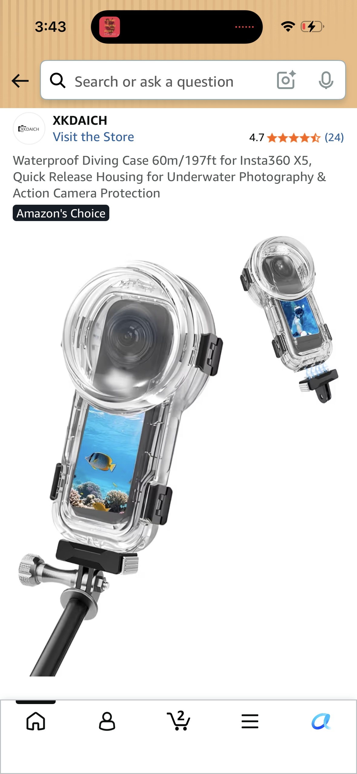 Waterproof Diving Case 60m/197ft for Insta360 X5, Quick Release Housing for Underwater Photography & Action Camera Protection