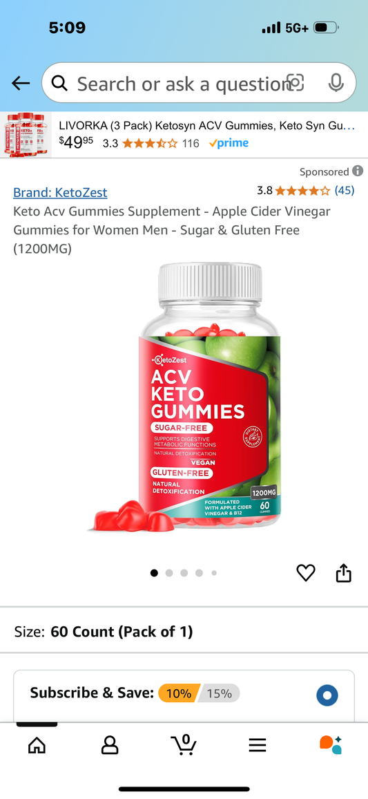 ‼️2 for $3‼️Keto Acv Gummies Supplement - Apple Cider Vinegar Gummies for Women Men - Sugar & Gluten Free (1200MG)