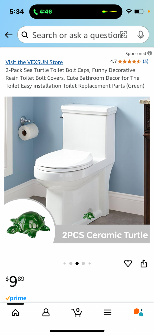 2-Pack Sea Turtle Toilet Bolt Caps, Funny Decorative Resin Toilet Bolt Covers, Cute Bathroom Decor for The Toilet Easy installation Toilet Replacement Parts (Green)