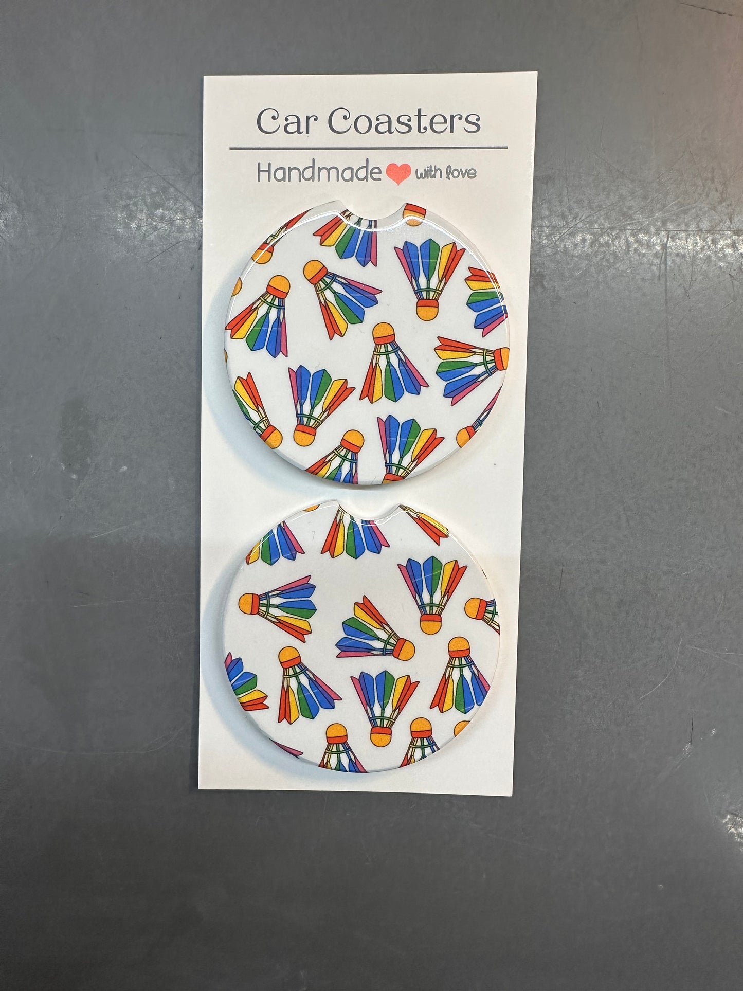 KC Icons Shuttlecock Pride Ceramic Car Coasters for Cupholders - Set of 2