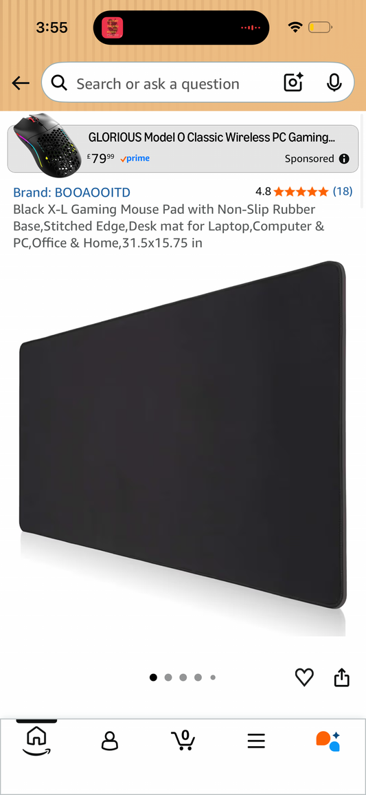 Black X-L Gaming Mouse Pad with Non-Slip Rubber Base, Stitched Edge, Desk mat for Laptop, Computer & PC, Office & Home, 31.5x15.75 in