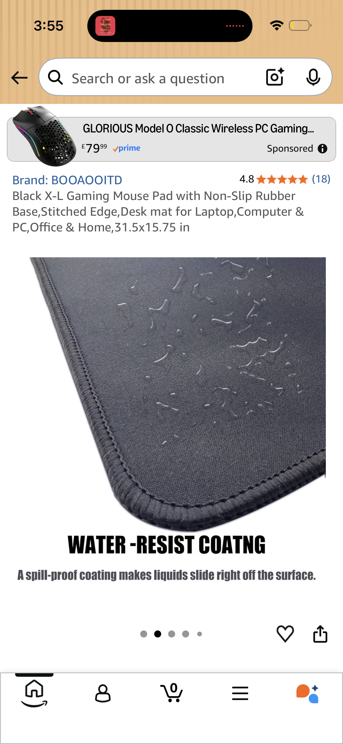 Black X-L Gaming Mouse Pad with Non-Slip Rubber Base, Stitched Edge, Desk mat for Laptop, Computer & PC, Office & Home, 31.5x15.75 in