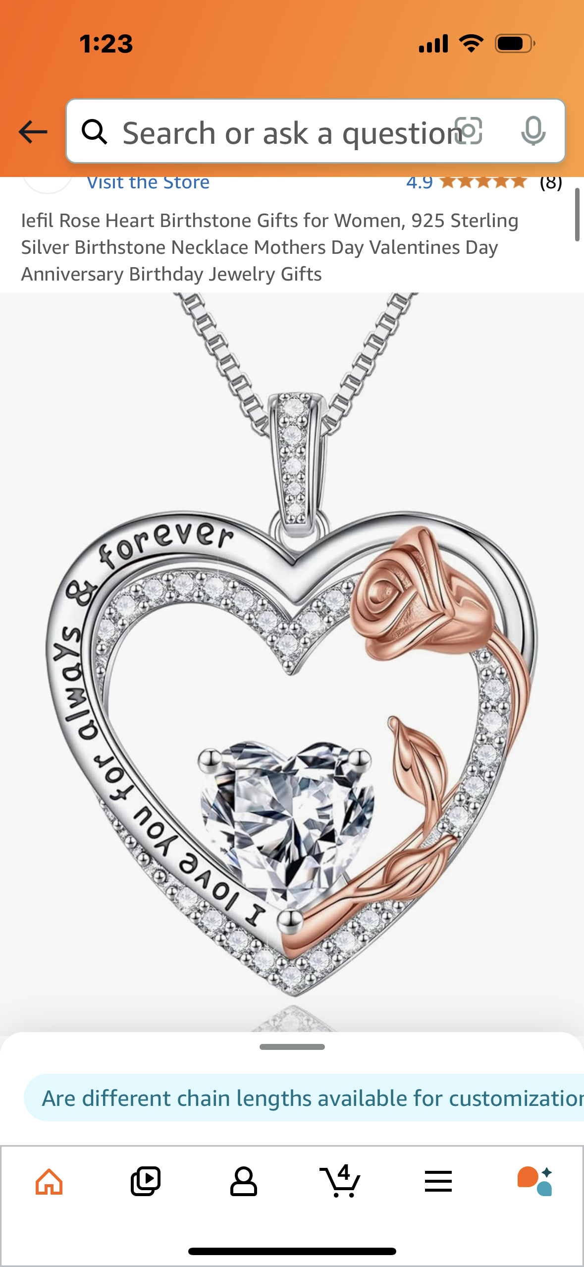 Iefil Rose Heart Birthstone Gifts for Women, 925 Sterling Silver Birthstone Necklace Mothers Day Valentines Day Anniversary Birthday Jewelry Gifts