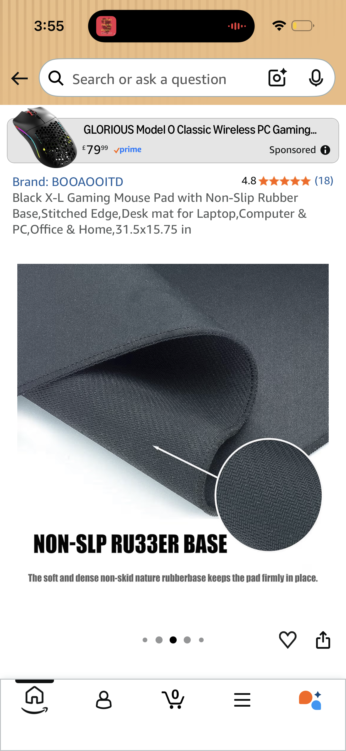 Black X-L Gaming Mouse Pad with Non-Slip Rubber Base, Stitched Edge, Desk mat for Laptop, Computer & PC, Office & Home, 31.5x15.75 in