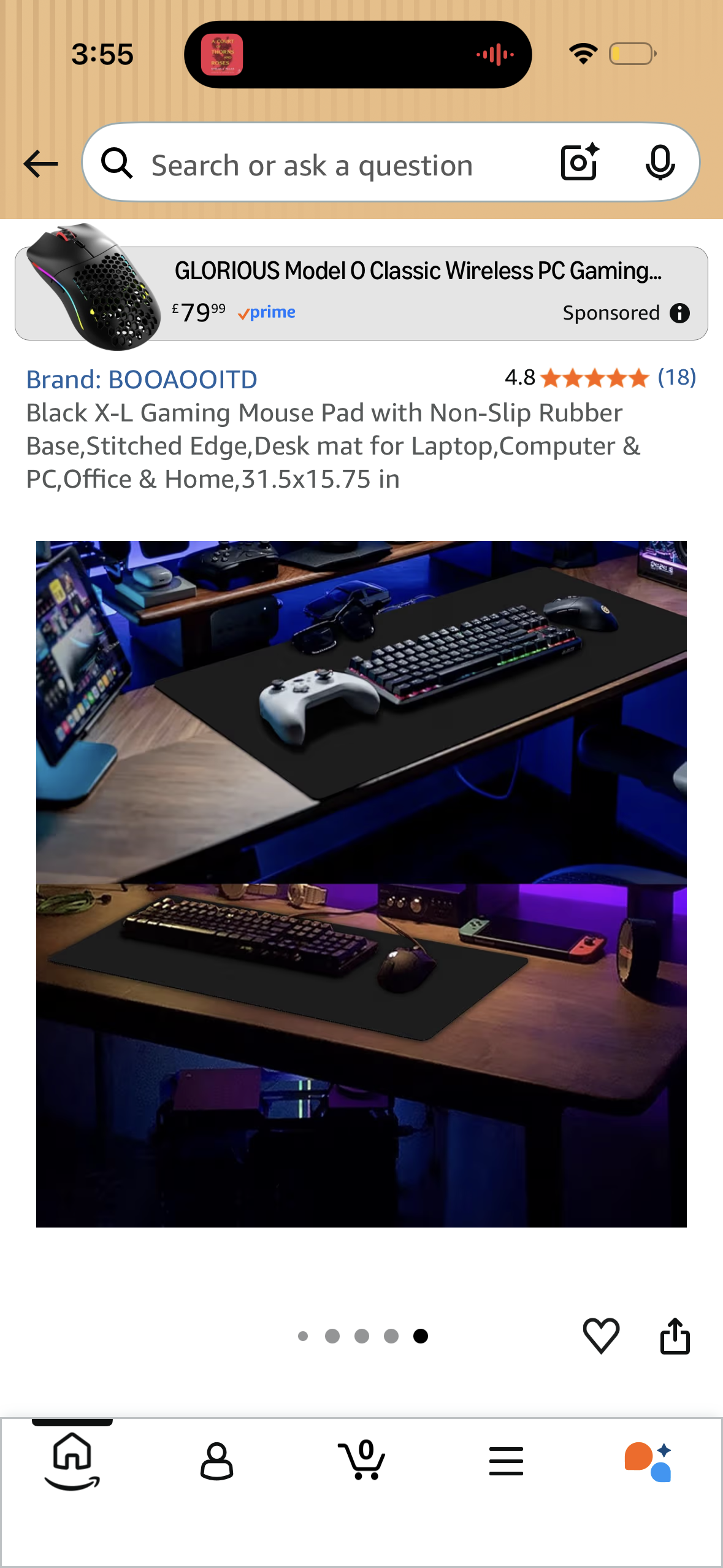 Black X-L Gaming Mouse Pad with Non-Slip Rubber Base, Stitched Edge, Desk mat for Laptop, Computer & PC, Office & Home, 31.5x15.75 in
