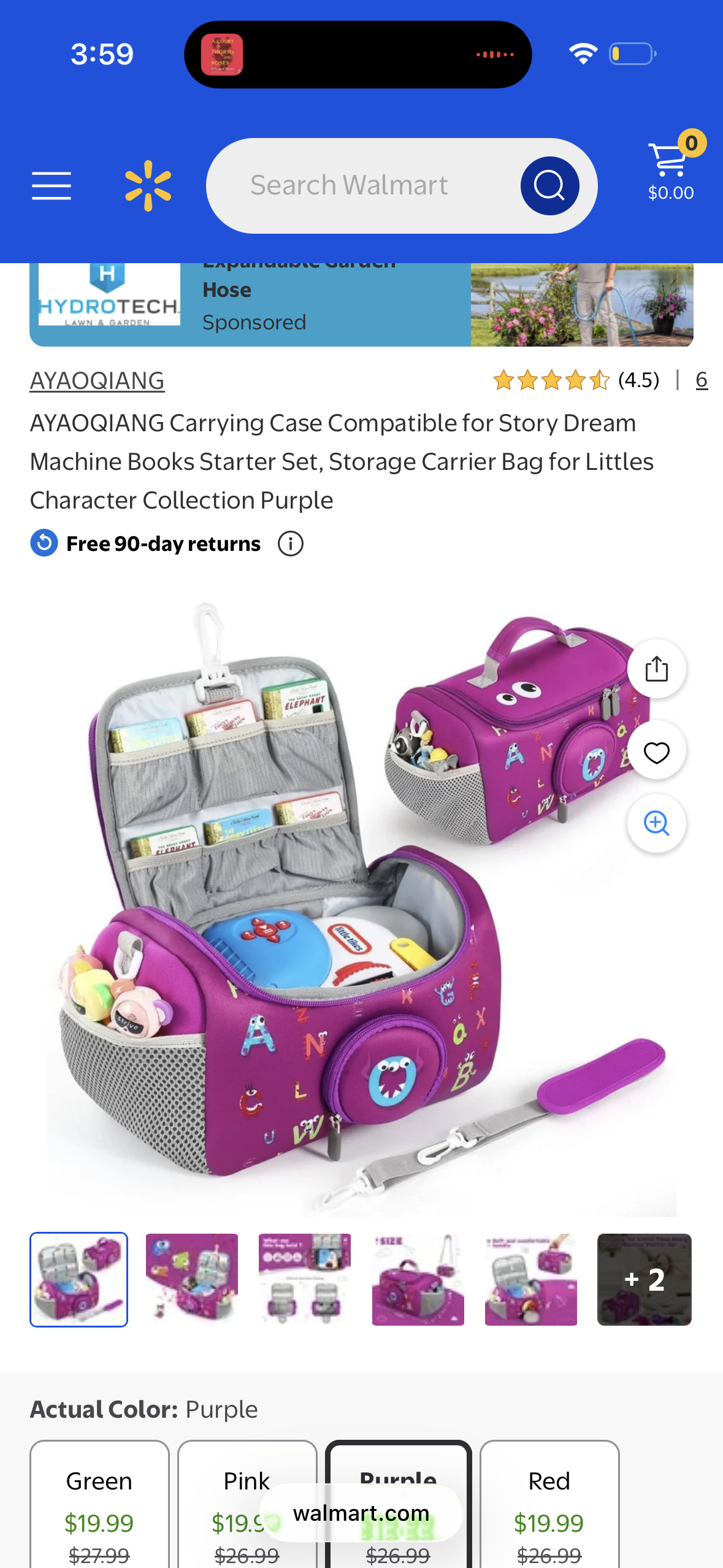 AYAOQIANG Carrying Case Compatible for Story Dream Machine Books Starter Set, Storage Carrier Bag for Littles Character Collection Purple