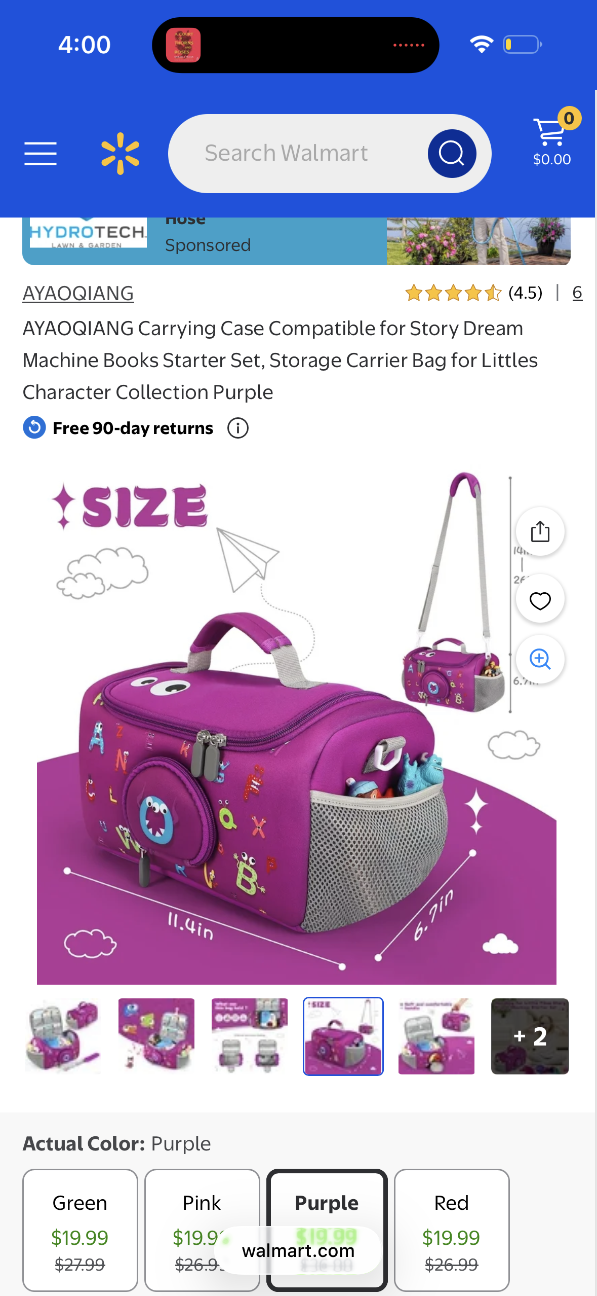 AYAOQIANG Carrying Case Compatible for Story Dream Machine Books Starter Set, Storage Carrier Bag for Littles Character Collection Purple
