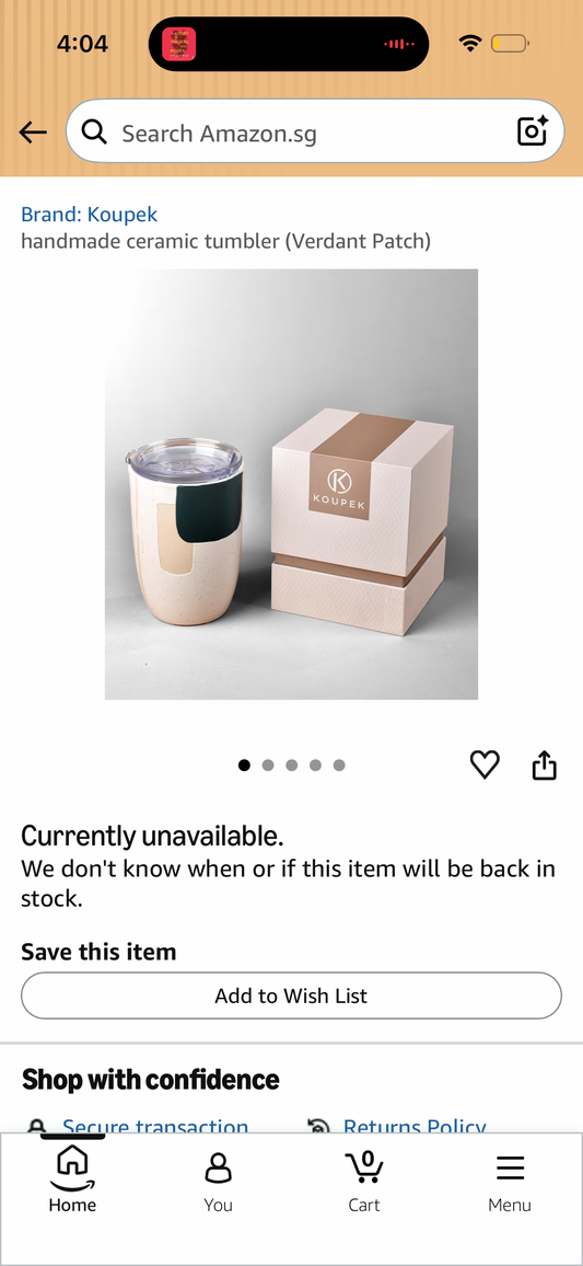 Koupek Double Wall Ceramic Coffee Travel Mug with No-Spill Lid | Handmade Insulated Tumbler | Verdant Patch | 10 oz | Portable | Reusable Cup | Ideal for Travel, Gifts, and Daily Use, Medium