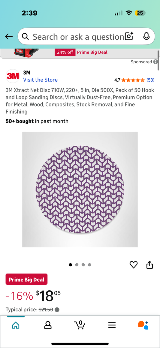 3M Xtract Net Disc 710W, 220+, 5 in, Die 500X, Pack of 50 Hook and Loop Sanding Discs, Virtually Dust-Free, Premium Option for Metal, Wood, Composites, Stock Removal, and Fine Finishing