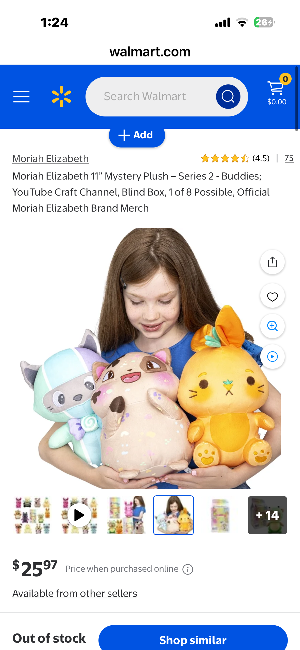 Moriah Elizabeth 11” Mystery Plush; YouTube Craft Channel, Blind Box, 1 of 8 Possible, Official Moriah Elizabeth Brand Merch