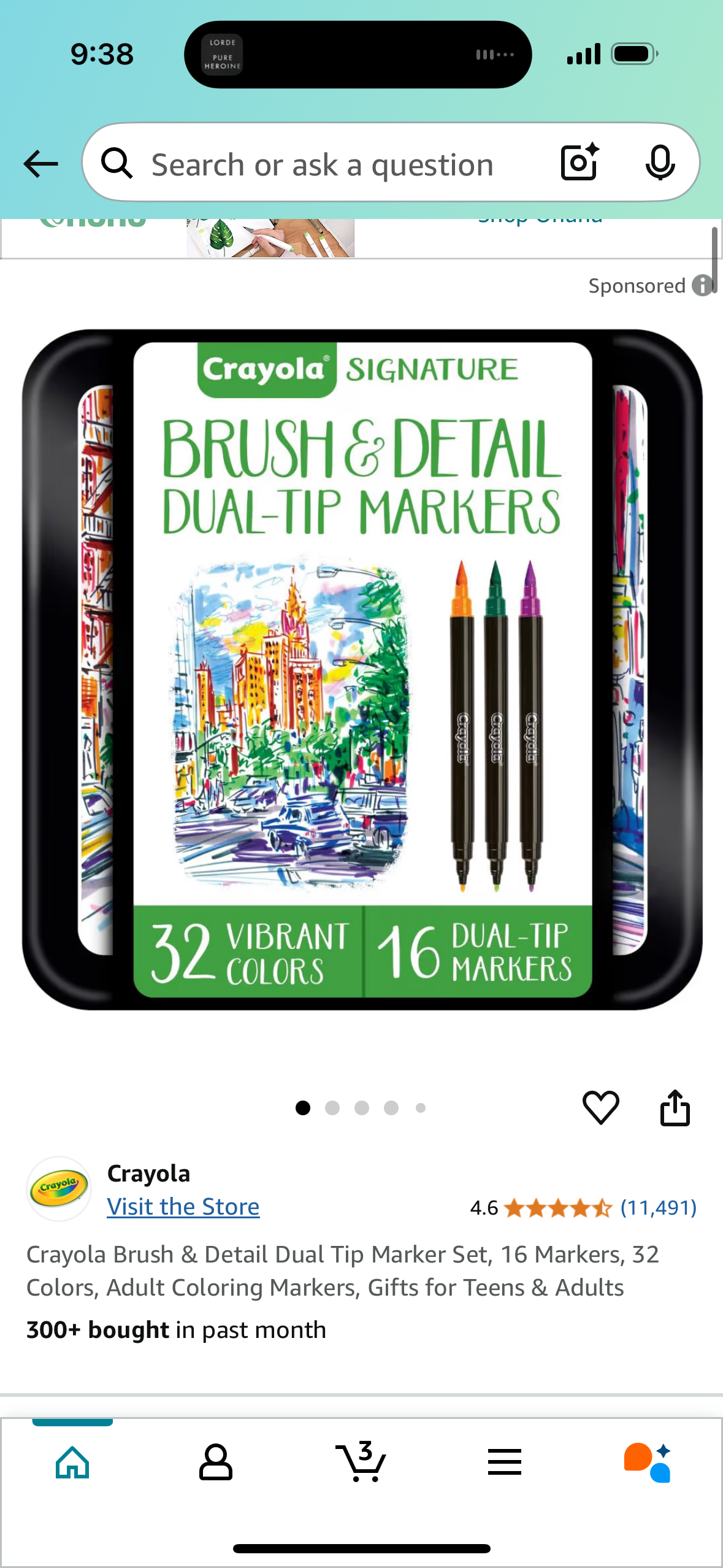 Crayola Brush & Detail Dual Tip Marker Set, 16 Markers, 32 Colors, Adult Coloring Markers, Gifts for Teens & Adults
