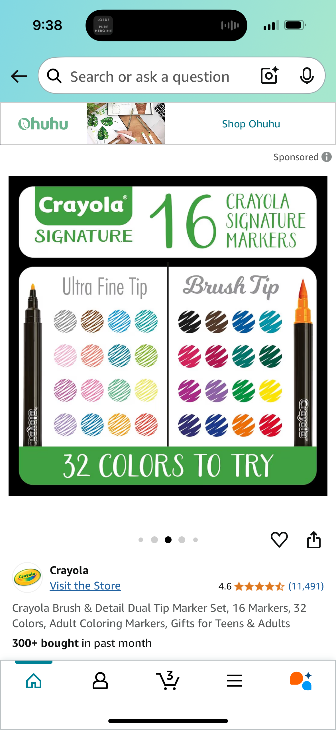 Crayola Brush & Detail Dual Tip Marker Set, 16 Markers, 32 Colors, Adult Coloring Markers, Gifts for Teens & Adults